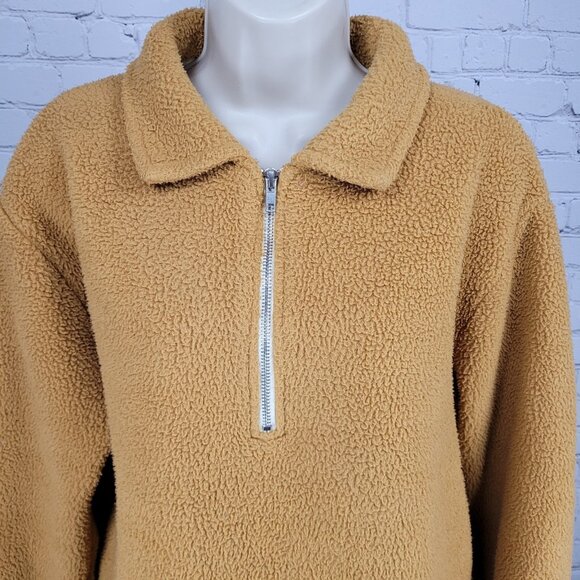 Urban Outfitters Yellow Fleece 1/4 Zip Collared Pullover Jacket Size Small S - Picture 5 of 12